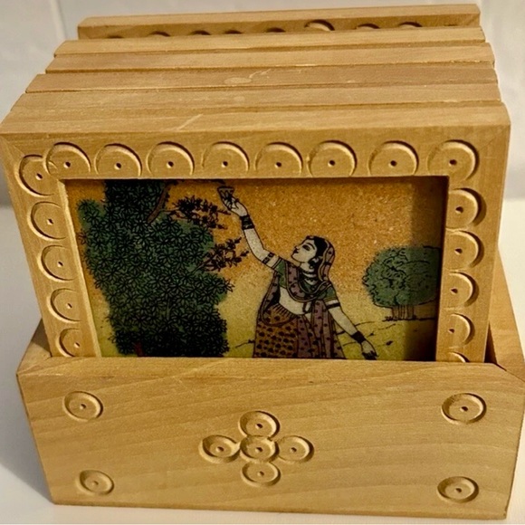 unbranded | Other | Handcrafted Wooden Tea Coasters With Indian Art ...